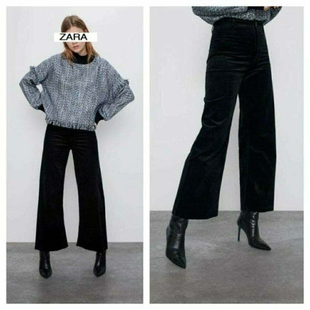 ZARA Pitch Black Corduroy Pants Jeans
